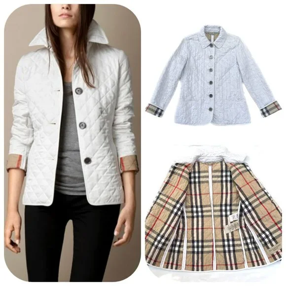 Auc BURBERRY LONDON white nova check quilted jacket S - Picture 1 of 14